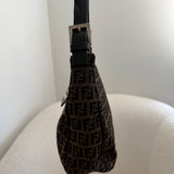 Grey Fendi Signature Brown Mamma Baguette Bag