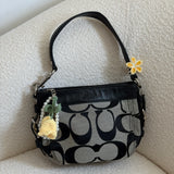 Grey Signature Coach Mini Zoe Bag