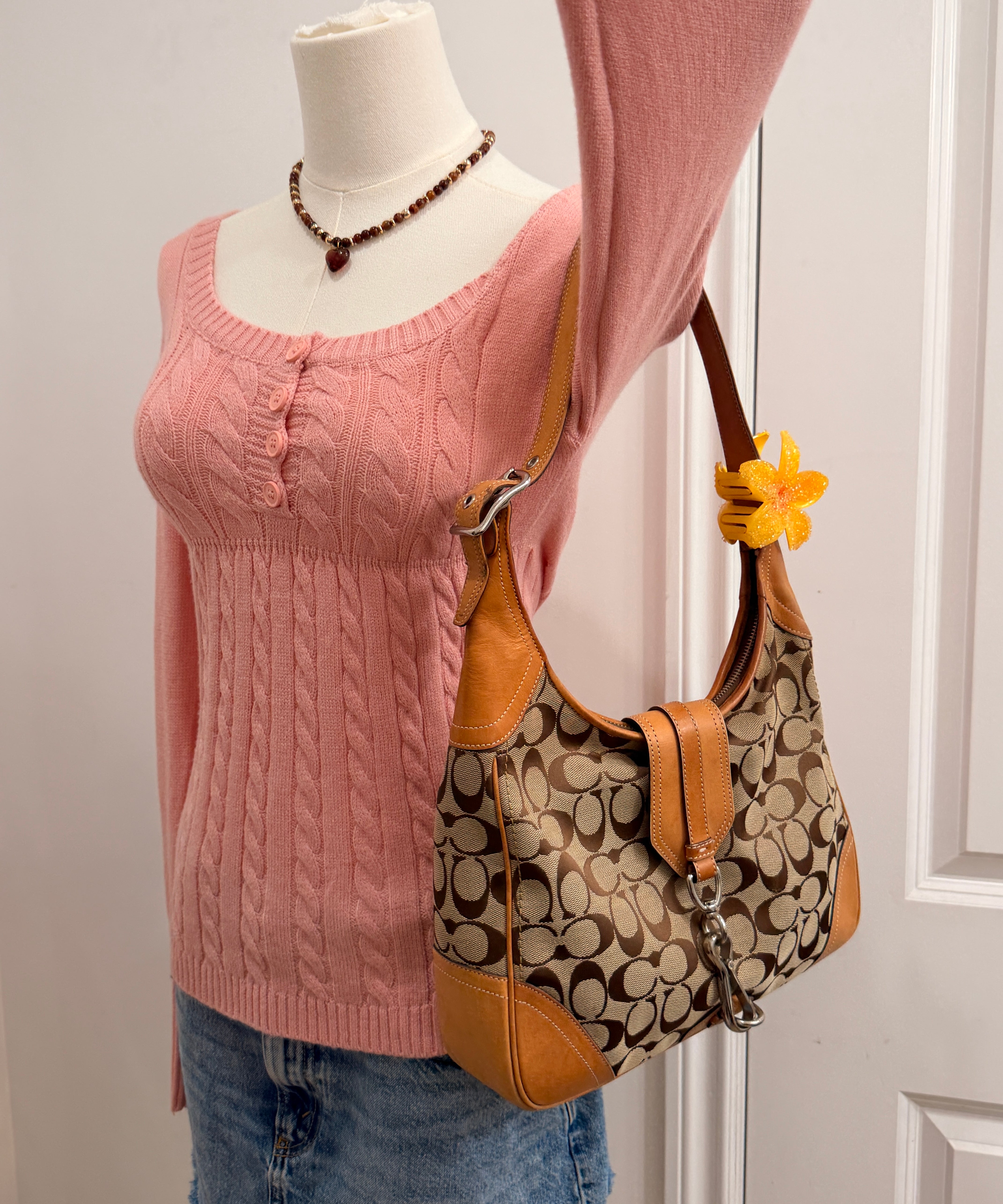 Coach British Tan Hamptons Signature Hobo Bag
