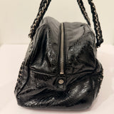 Chanel Black Patent Luxe Ligne Bowler Bag Set