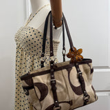 Cream Coach Signature Optic Cotton Tote Bag
