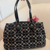 Coach Black Grey Signature Ashley Carry-All Bag