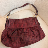 Burgundy Fendi Zucca Chef Shoulder Bag