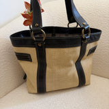 Coach Straw Woven Legacy Tote Bag