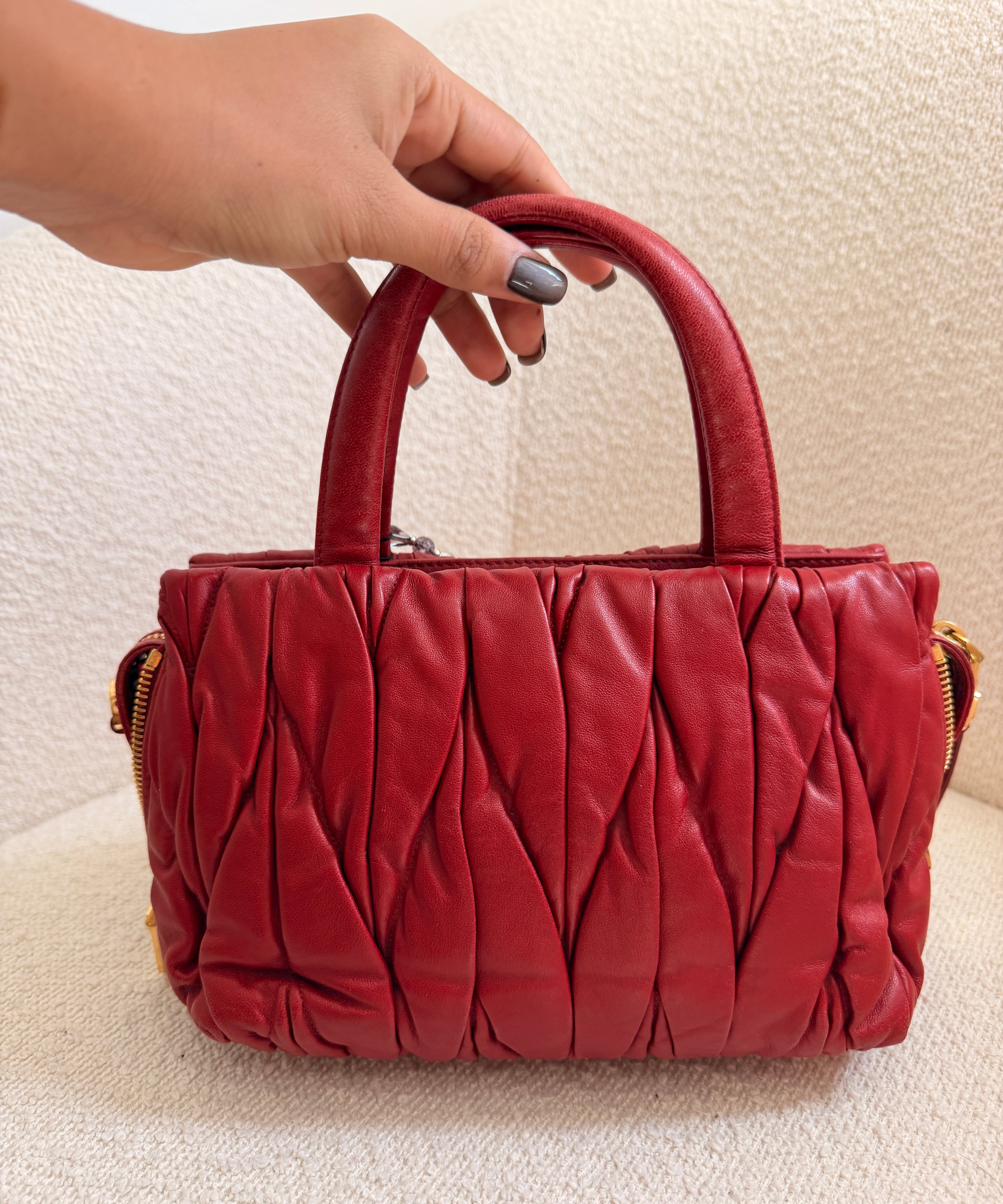 Red Mini Miu Miu Metalassé Bag