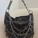 Grey Coach Canvas Large Carly Bag