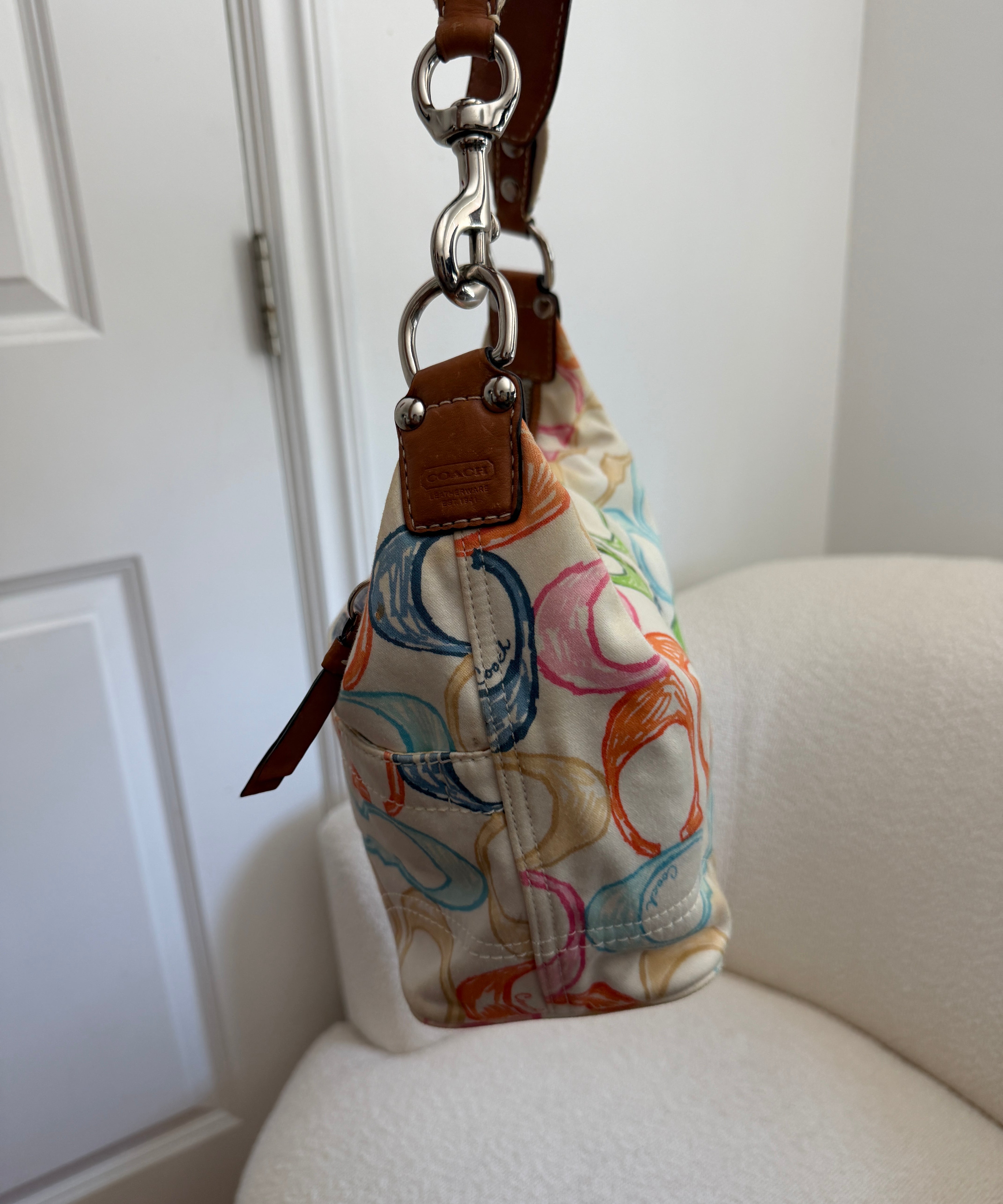 Coach Scribble Optic Signature Hobo Shoulder Bag