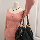 Black Nylon Prada with Gold Chain