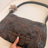 Coach Brown Signature Turnlock Ergo Flap Bag