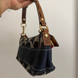 Coach Denim Stripe Monogram Mini Carly Bag