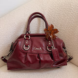 Coach Burgundy Patent Leather Ashley Shoulder Bag