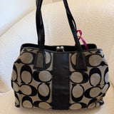 Grey Coach Signature Kisslock Tote Bag