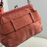 Rare Coach Salmon Suede Kisslock Hand Bag