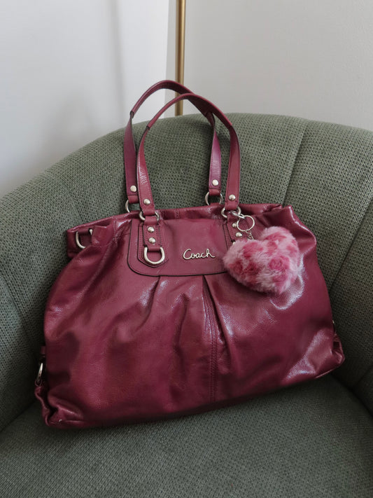Coach Mauve Patent Leather Ashley Carry-All Bag