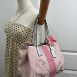Coach Pink Stripe Kisslock Tote