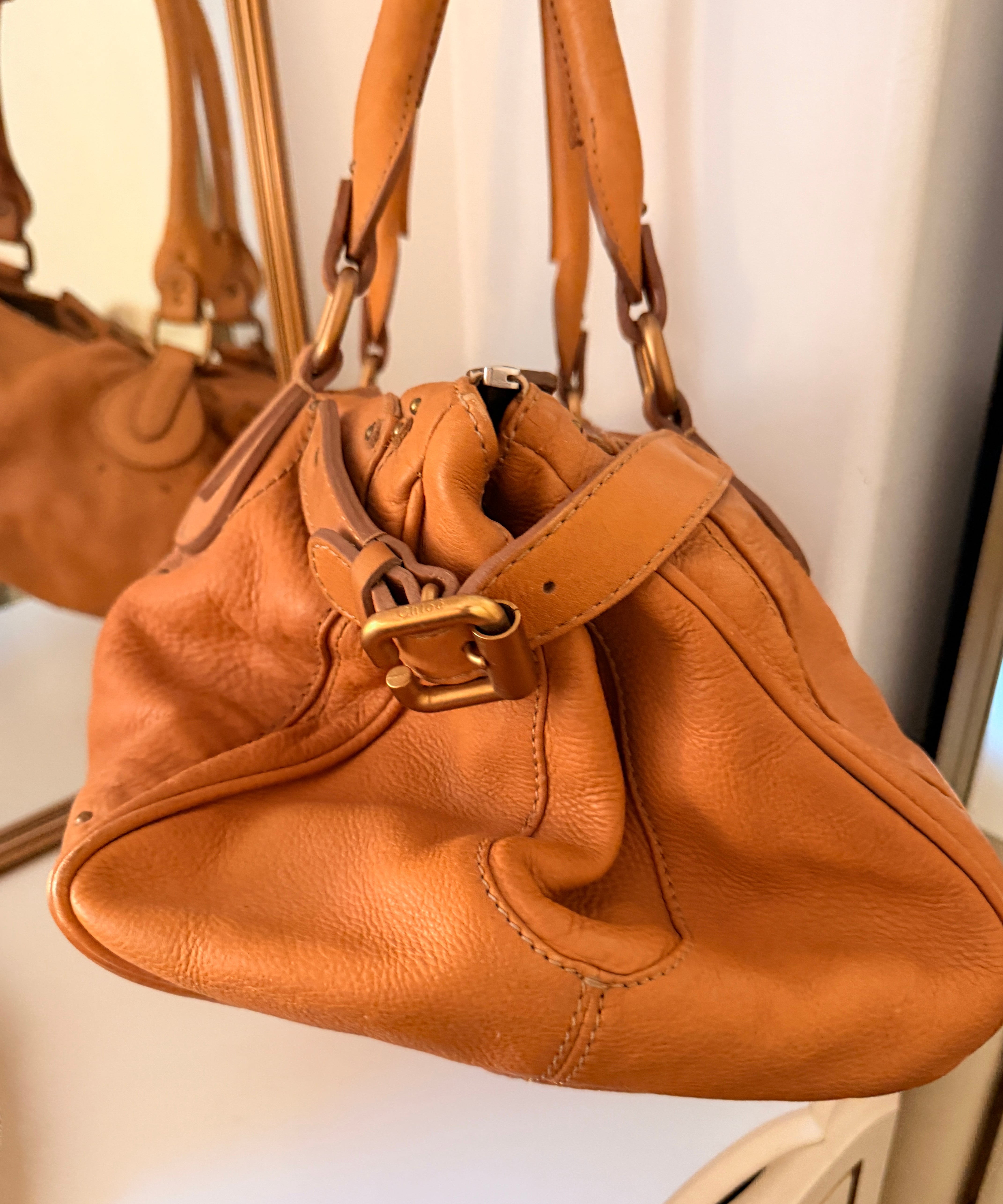 Chloe Tan Large Paddington Leather Shoulder Bag