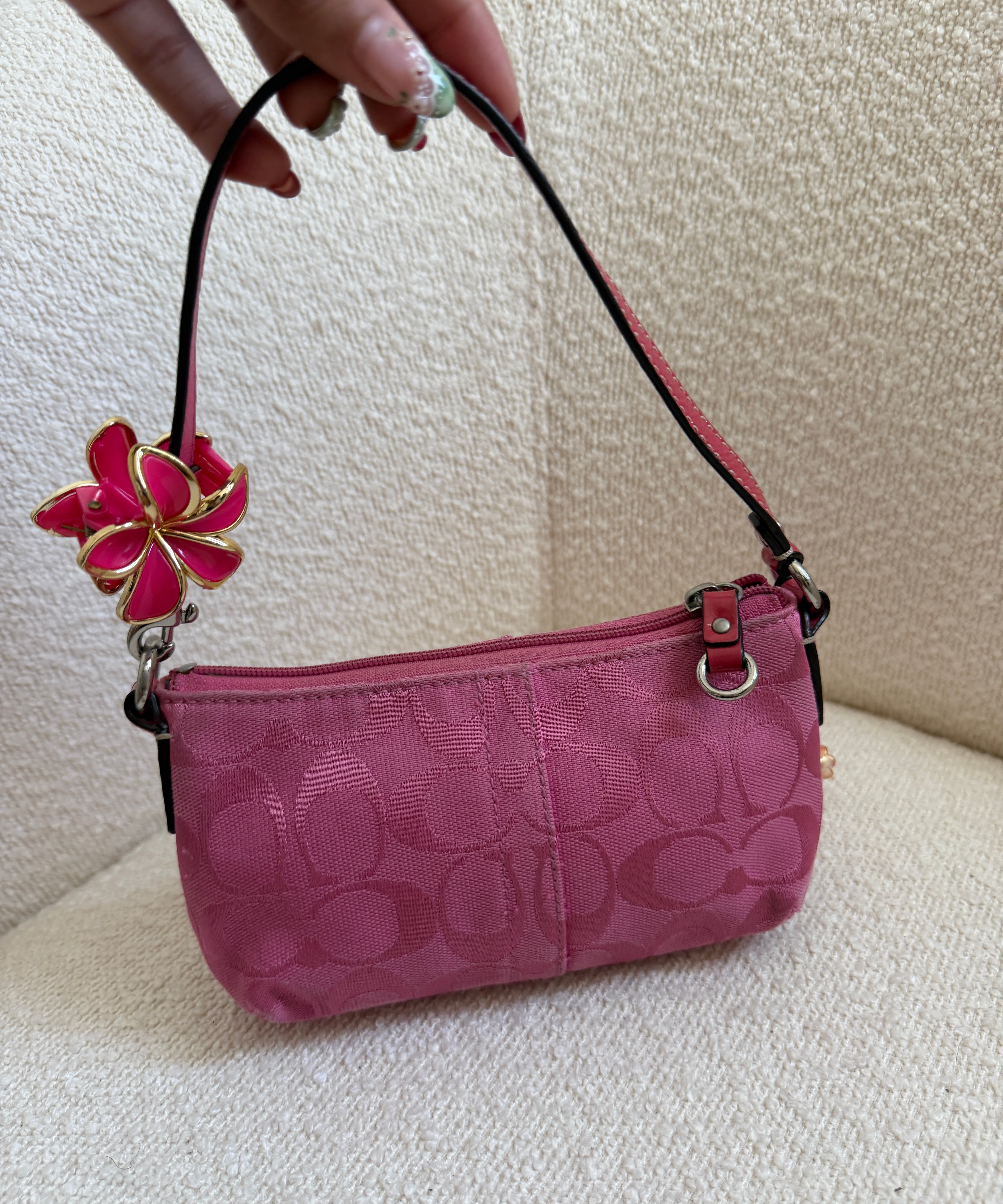 Coach Pink Signature Pochette Bag