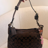 Coach Chocolate Brown Monogram Shoulder Bag with Brass Hardware