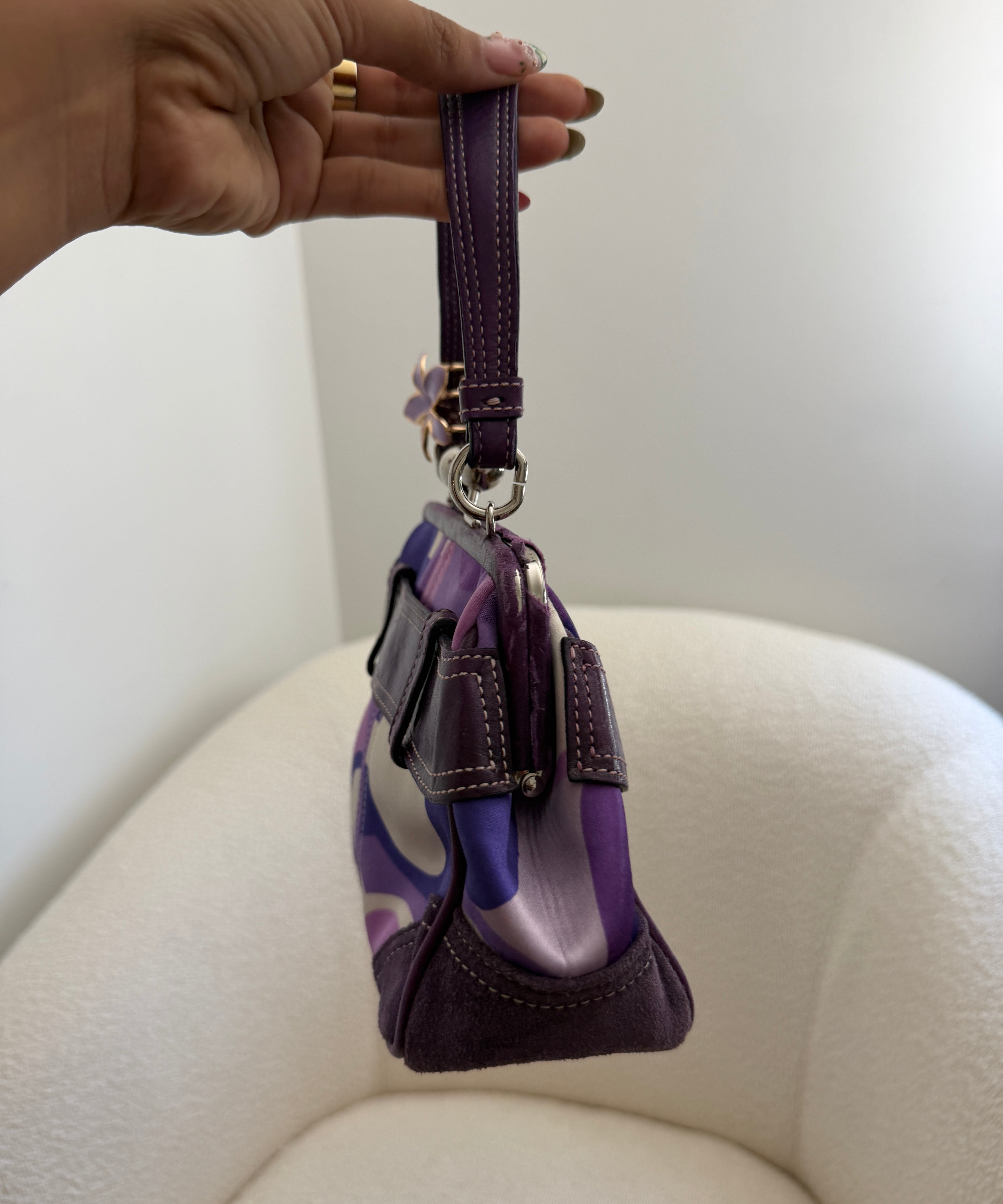 Rare Coach Swarovski Purple Optic Kisslock Hand Bag