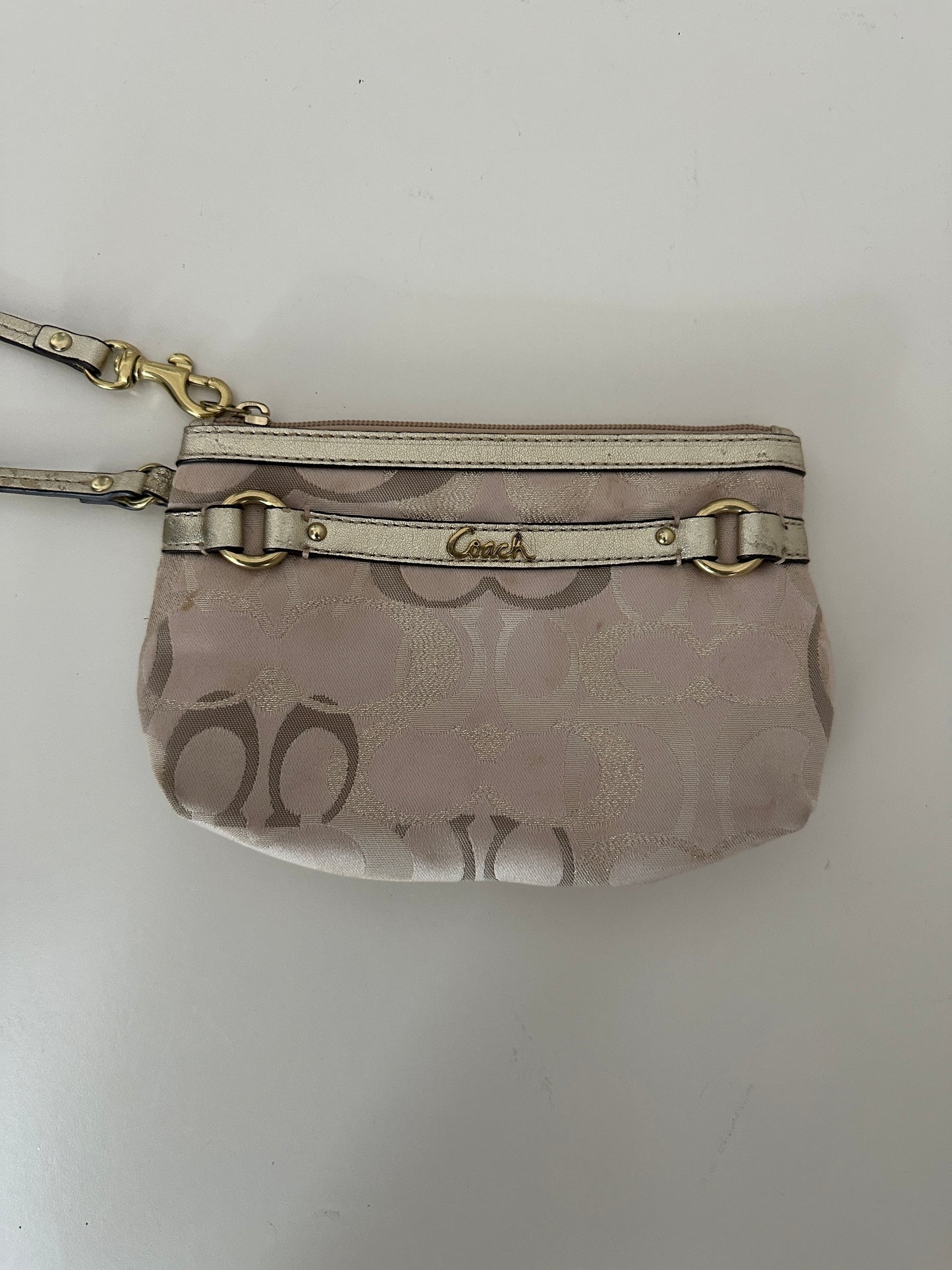 Coach Beige Optic Wrislet/Mini Purse