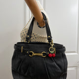 Coach Black Leather Pleated Hobo Bag