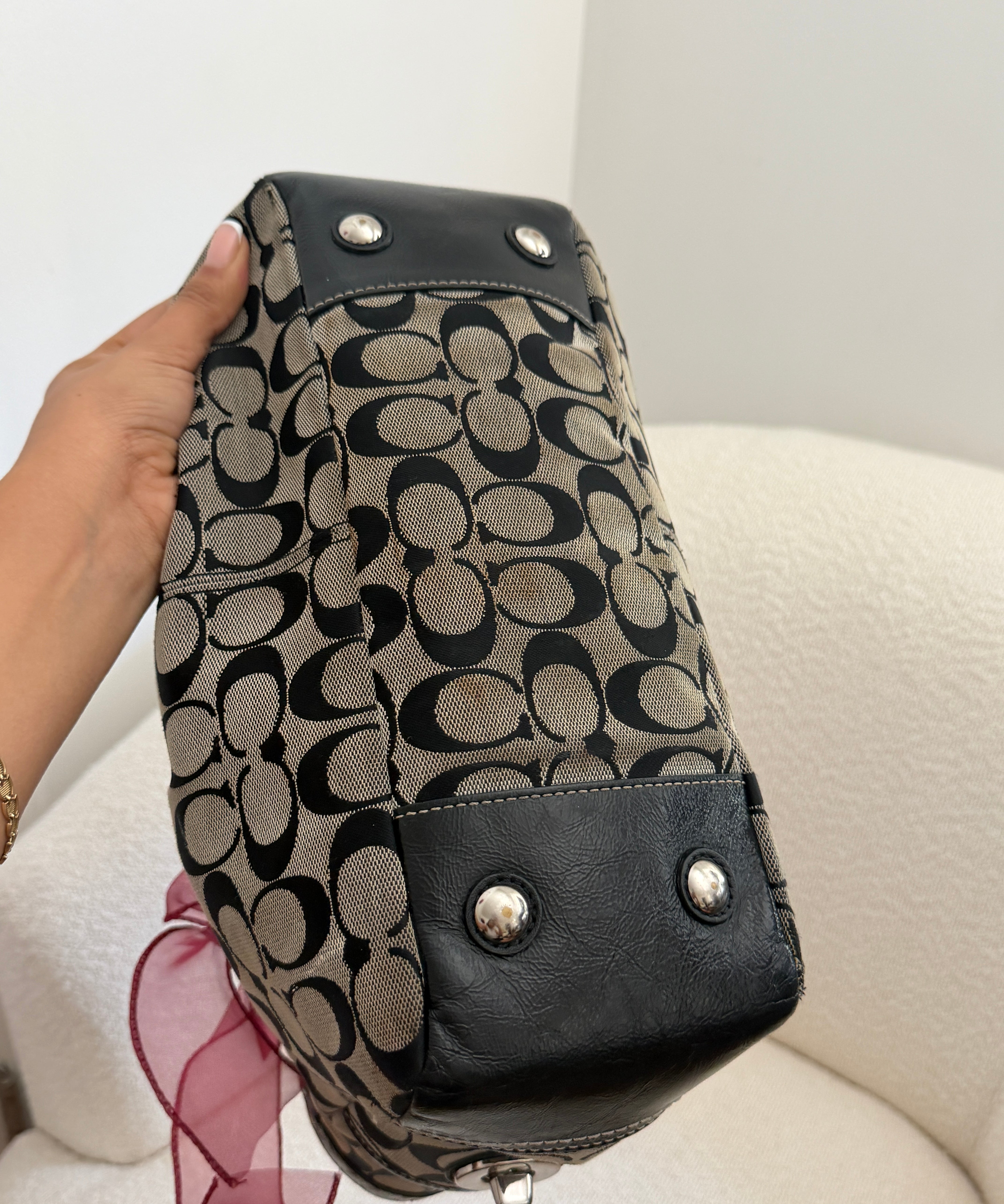 Grey Coach Signature Tote Bag