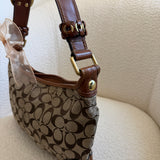 Coach Brown Monogram Shoulder Bag with Brass Hardware