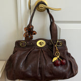 Brown Leather Coach Garnett Turnlock Bag