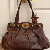 Brown Leather Coach Garnett Turnlock Bag