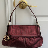 Red Shimmer Fendi Zucca Chef Shoulder Bag