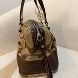 Coach Brown Stripe Signature Satchel Bag