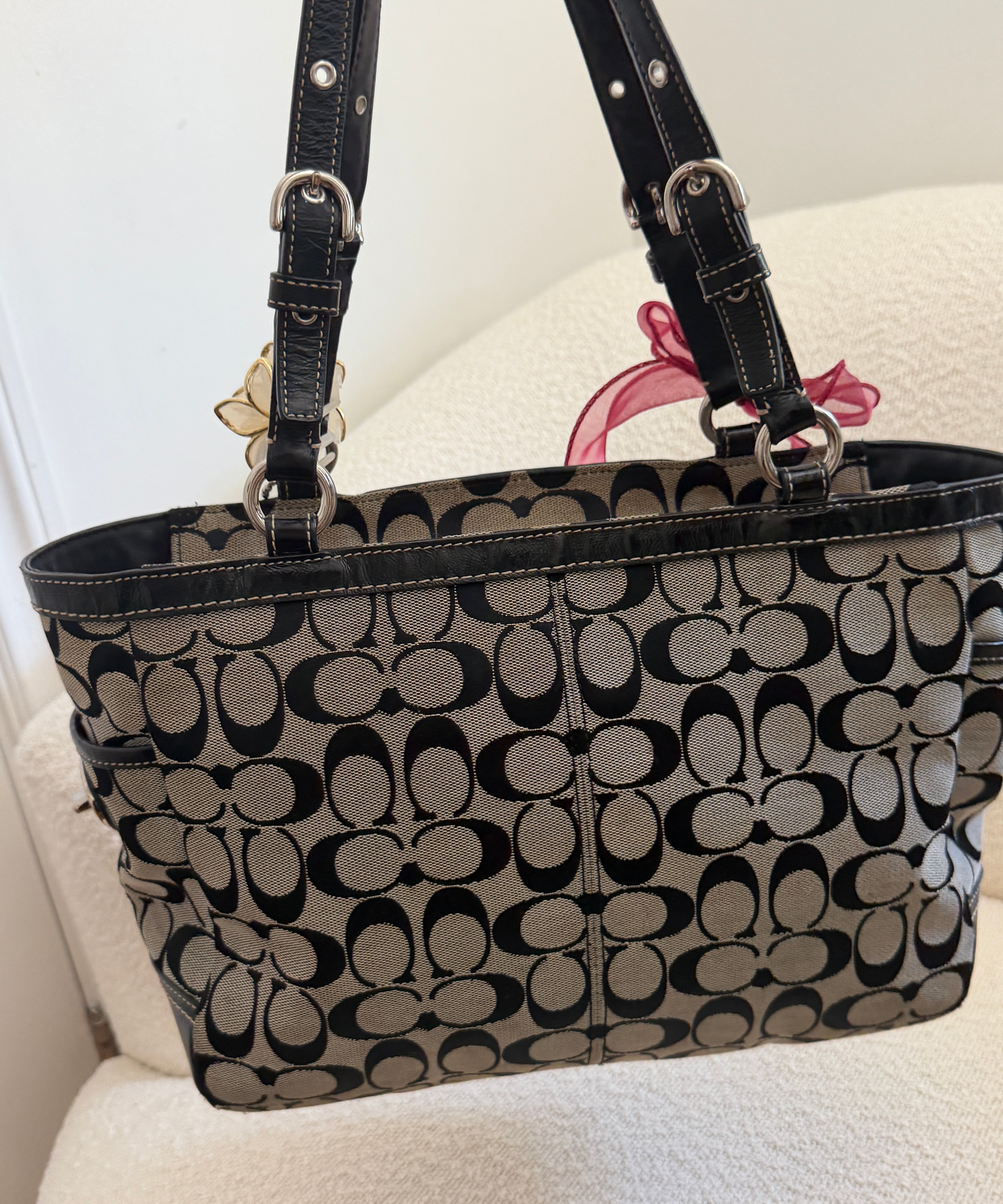 Grey Coach Signature Tote Bag