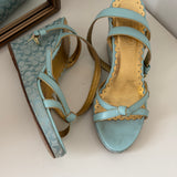 Coach Blue Peep-Toe Cathleen Wedges (7)
