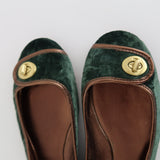 Coach Forest Green Velvet Ballet Flats (Size 9)