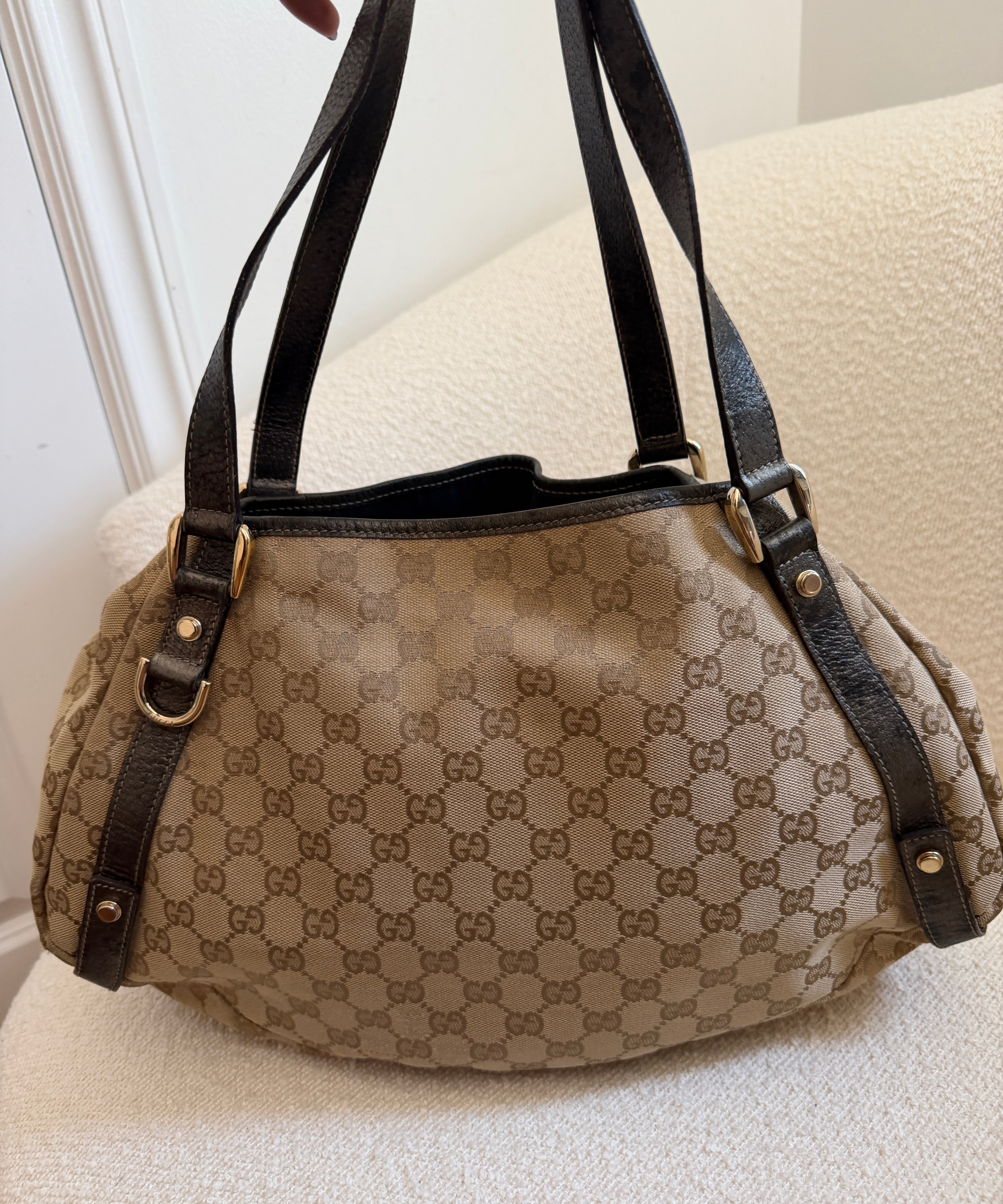 Brown GG Gucci Canvas Tote Bag