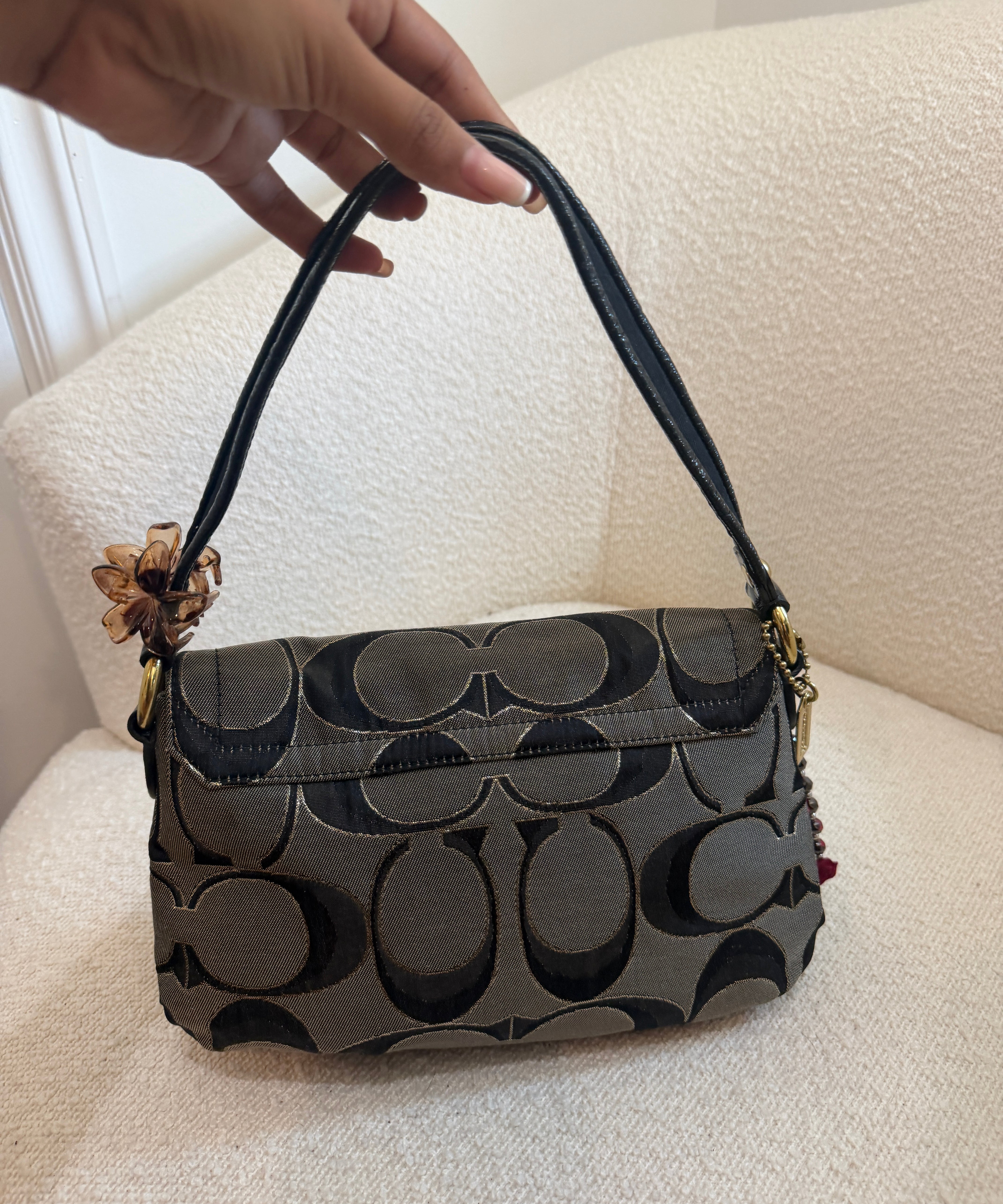 Grey Coach Poppy Pushlock Bag
