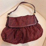 Burgundy Fendi Zucca Chef Shoulder Bag
