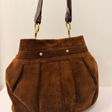 Coach Suede Patchwork Pleated Hobo Bag