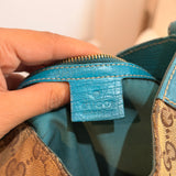 Teal Gucci Horsebit Shoulder Bag