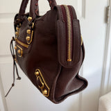 Balenciaga Maroon Classic City Mini Leather Gold Hardware Bag