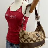Coach Brown Stripe Signature Shoulder Bag
