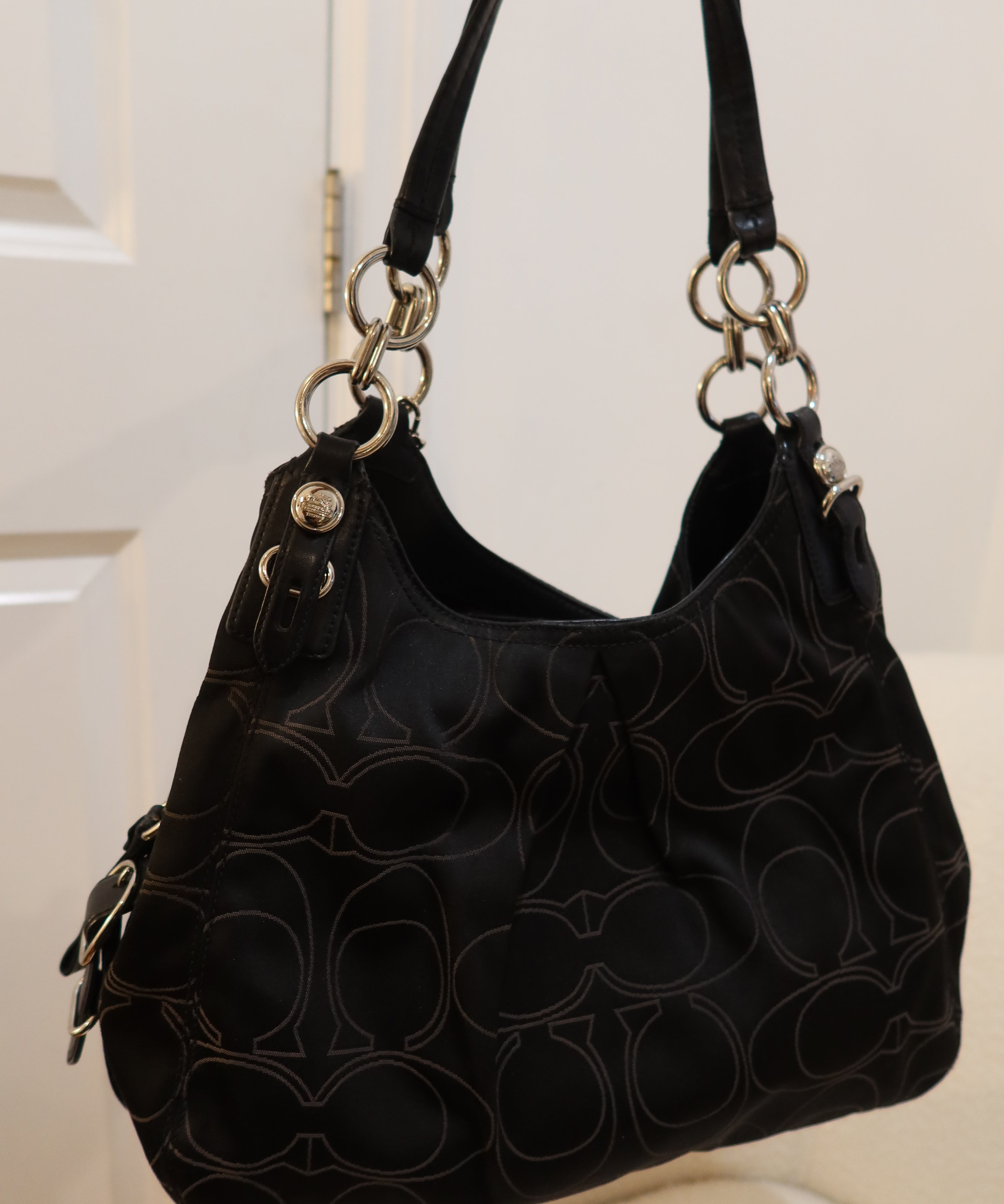 Coach Black Canvas Maggie Bag