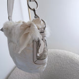 White Coach Bunny Fur Hobo Bag