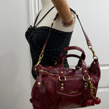 Coach Burgundy Patent Leather Ashley Shoulder Bag