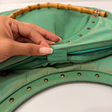 Teal Gucci Leather Bamboo Handle Studded Hobo