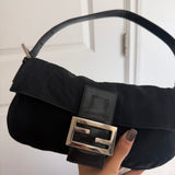 Fendi Black Baguette Cloth Shoulder Bag