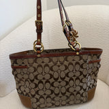 Tan Coach Signature Tote Bag