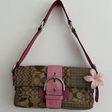 Pink Patchwork Snakeskin Coach Soho Demi Flap