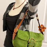 Coach Green Suede Double Pocket Soho Bag