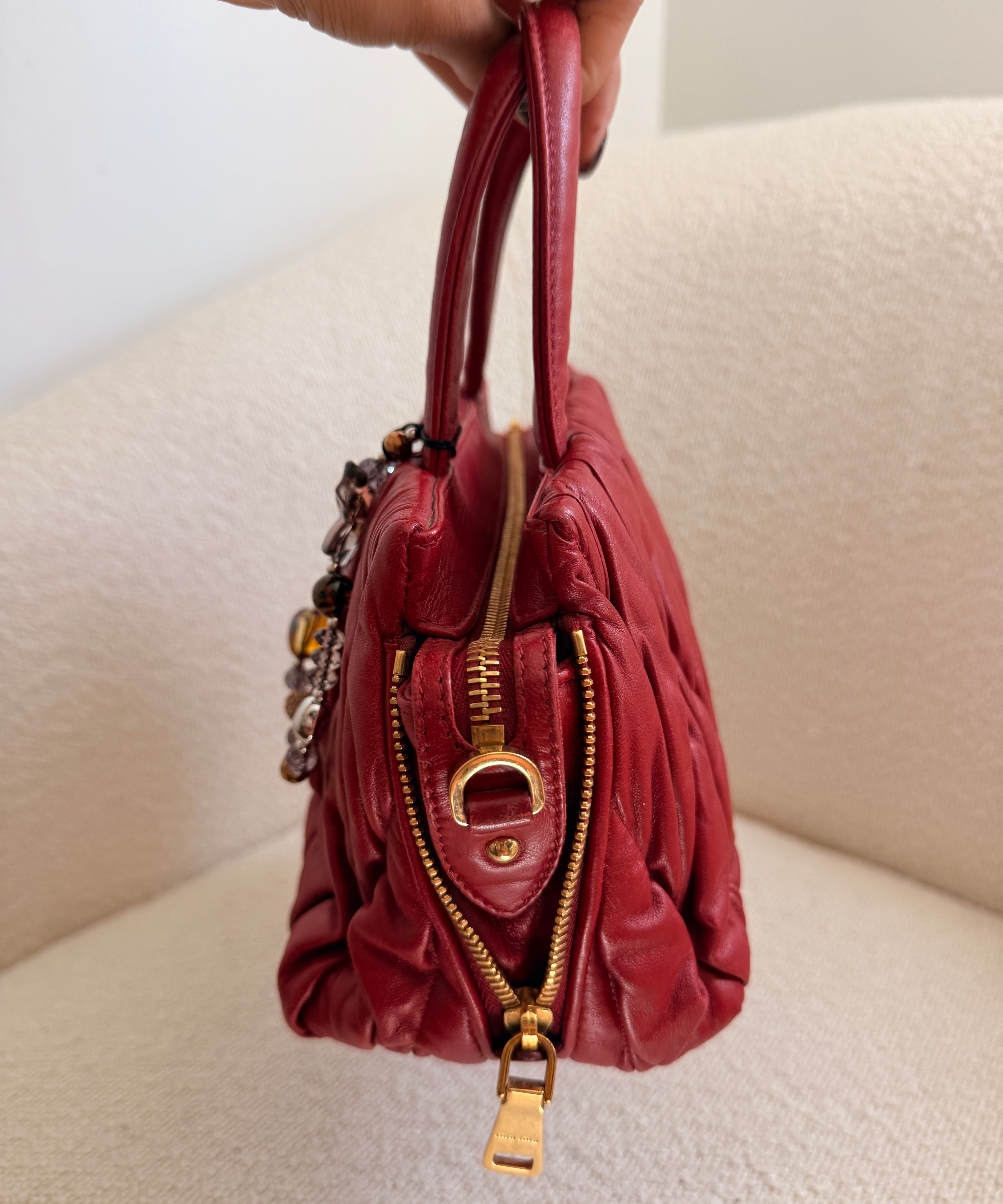 Red Mini Miu Miu Metalassé Bag